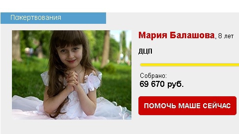 Продолжается сбор средств на лечение восьмилетней Маши Балашовой