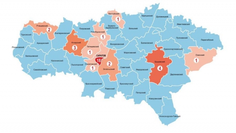 Опубликована карта распространения коронавируса по Саратовской области