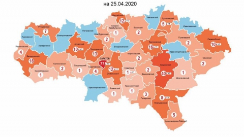 Вышла обновленная карта распространения коронавируса по Саратовской области