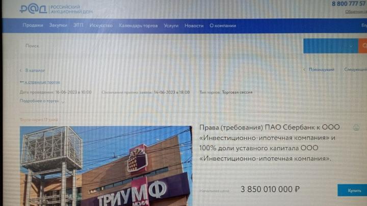 В Саратове продают ТЦ «Триумф-Молл» за 3,85 млрд рублей